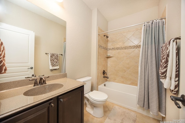 10772 Texas Star, Helotes, TX 78023 - full bathroom with vanity, toilet, shower / bath combo, and tile patterned flooring