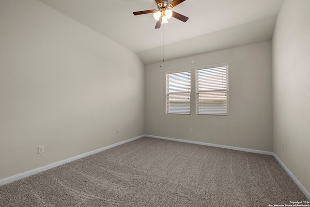 6595 Mason Vly, Schertz, TX 78108 - spare room with carpet flooring, ceiling fan, baseboards, and lofted ceiling