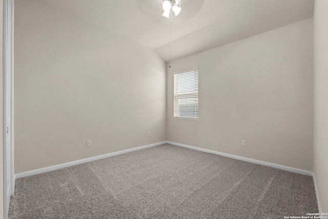 6595 Mason Vly, Schertz, TX 78108 - spare room featuring carpet flooring, a ceiling fan, baseboards, and lofted ceiling