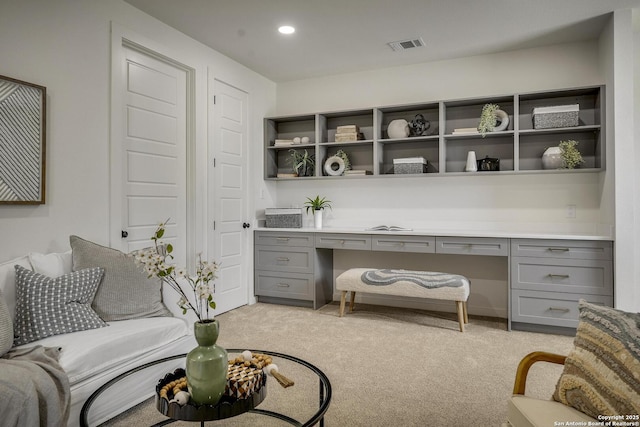 1947 W French Pl, San Antonio, TX 78201 - office featuring built in desk, light carpet, and recessed lighting