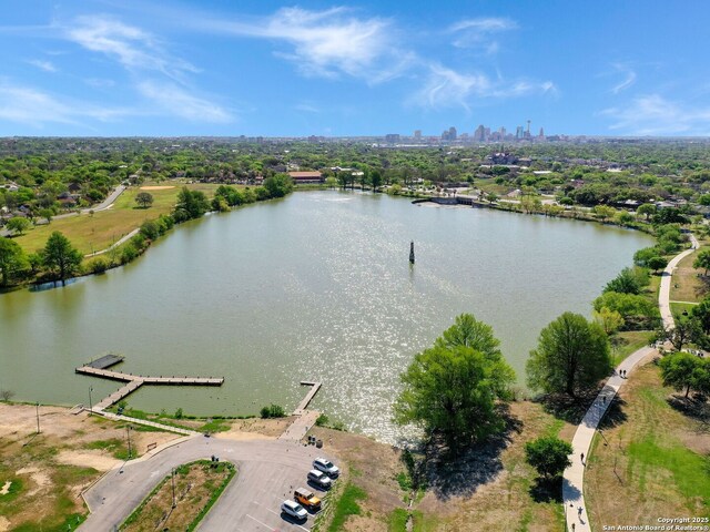 1947 W French Pl, San Antonio, TX 78201 - aerial view of a nearby body of water and skyline