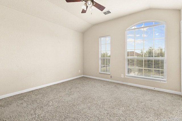 8607 Lahemaa, San Antonio, TX 78251 - carpeted spare room with lofted ceiling, a ceiling fan, and baseboards