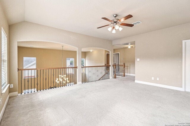 5514 Waldon Walk, San Antonio, TX 78261 - carpeted spare room with ceiling fan, plenty of natural light, arched walkways, and baseboards