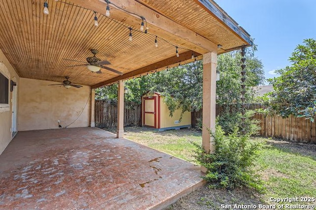 6862 Maple Spgs Unit 6862, San Antonio, TX 78249 - fenced backyard featuring ceiling fan and a patio area