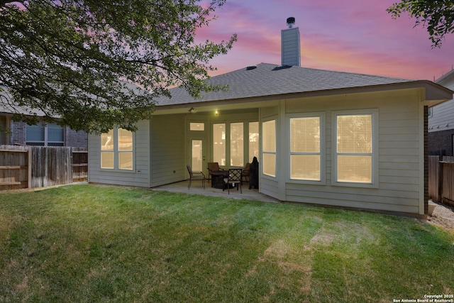 5735 Sweet Desiree, San Antonio, TX 78253 - rear view of property with a patio, a chimney, and a shingled roof