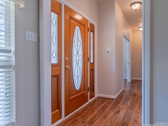5535 Circle Oak Dr, Bulverde, TX 78163 - foyer with dark wood finished floors and baseboards