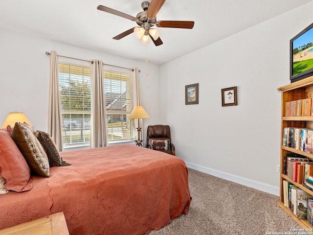 243 Bamberger, New Braunfels, TX 78132 - bedroom with carpet, baseboards, and a ceiling fan