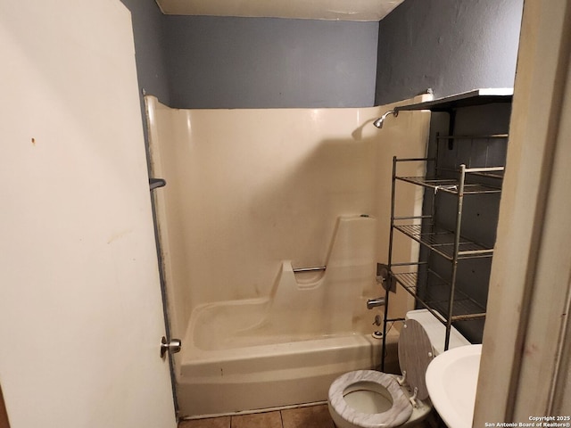 4731 Castle Queen, San Antonio, TX 78218 - bathroom with toilet, shower / bath combination, and tile patterned floors