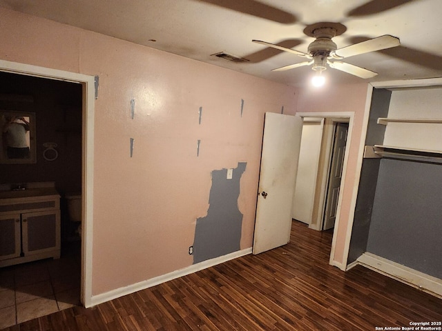 4731 Castle Queen, San Antonio, TX 78218 - unfurnished bedroom with wood finished floors, baseboards, and ceiling fan