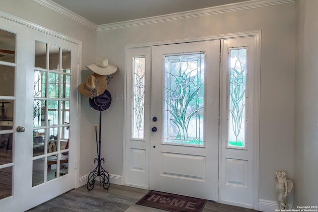3512 Mcalister, Schertz, TX 78154 - foyer with wood finished floors, crown molding, and baseboards
