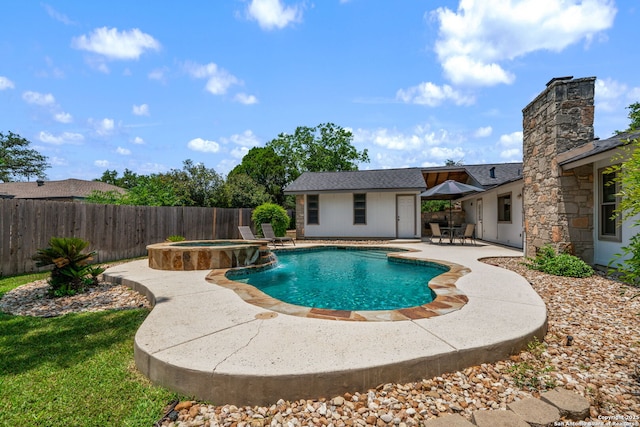2102 Oak Wild St, San Antonio, TX 78232 - view of pool with a patio, a fenced backyard, and a pool with connected hot tub
