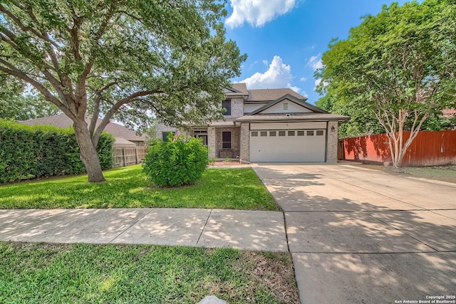112 Springtree Bnd, Cibolo, TX 78108 - view of front of property with concrete driveway, a garage, and brick siding