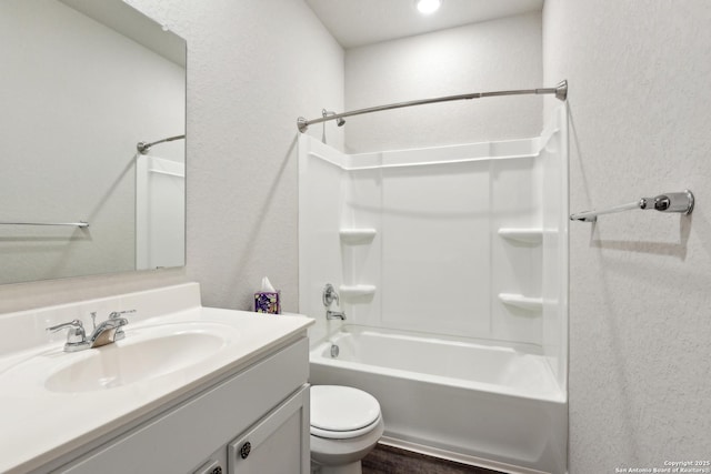 7150 Pisces, Converse, TX 78109 - bathroom featuring vanity, washtub / shower combination, toilet, and a textured wall