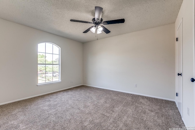 2602 Leslie Nicole, San Antonio, TX 78237 - carpeted spare room featuring a ceiling fan, a textured ceiling, and baseboards
