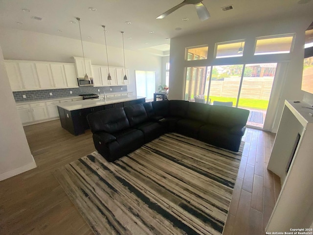 1185 Abelia, New Braunfels, TX 78132 - living area with wood finished floors and ceiling fan