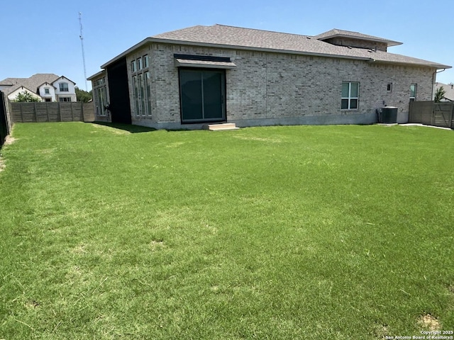 1185 Abelia, New Braunfels, TX 78132 - rear view of house with brick siding and central air condition unit