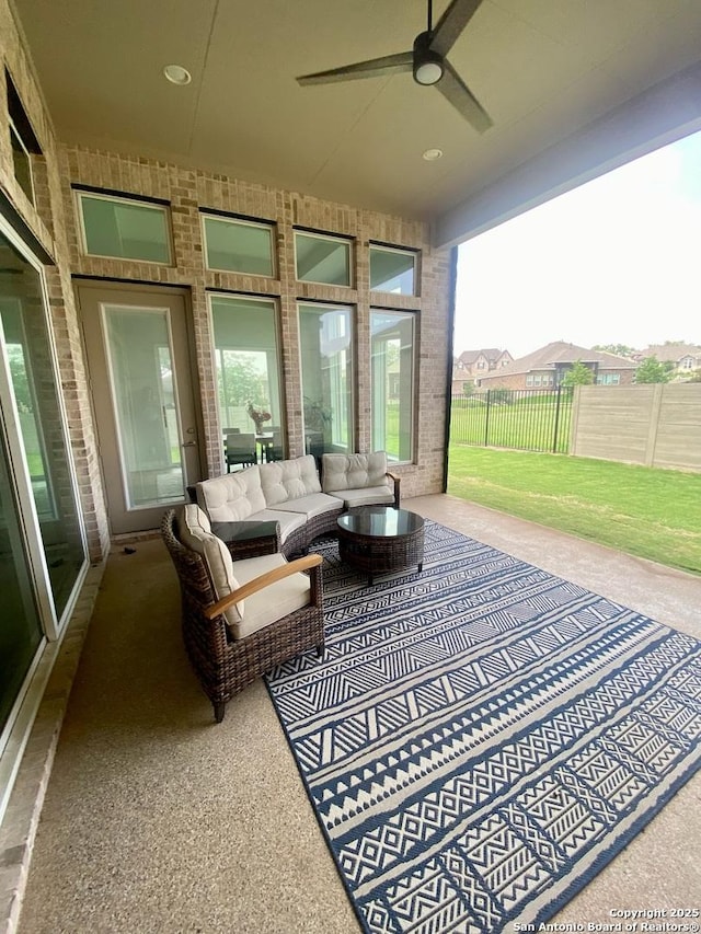 1185 Abelia, New Braunfels, TX 78132 - view of patio with ceiling fan and outdoor lounge area