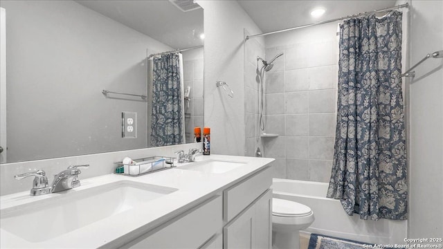 229 Colebrook Way, Cibolo, TX 78108 - full bath featuring shower / tub combo, toilet, and double vanity