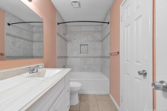 10222 Canton Fld, San Antonio, TX 78245 - full bath with vanity, tile patterned flooring, tub / shower combination, toilet, and a textured ceiling