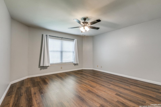 9331 Autumn Sunrise, San Antonio, TX 78254 - unfurnished room with dark wood finished floors, baseboards, and a ceiling fan