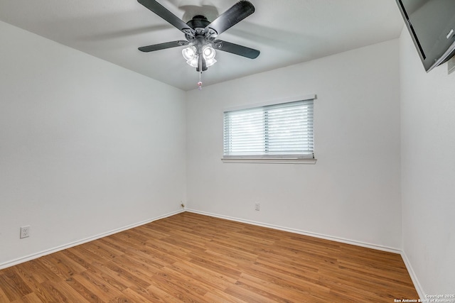 9331 Autumn Sunrise, San Antonio, TX 78254 - empty room featuring light wood-type flooring, ceiling fan, and baseboards