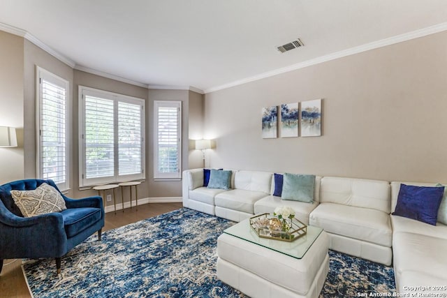 16702 Stones Throw, San Antonio, TX 78248 - living area featuring wood finished floors, crown molding, and baseboards