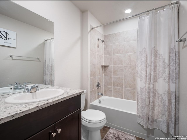 6416 Embankment, San Antonio, TX 78252 - bathroom featuring toilet, vanity, and shower / tub combo