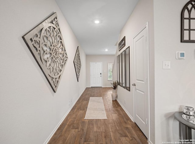 6416 Embankment, San Antonio, TX 78252 - corridor with dark wood-type flooring, recessed lighting, and baseboards