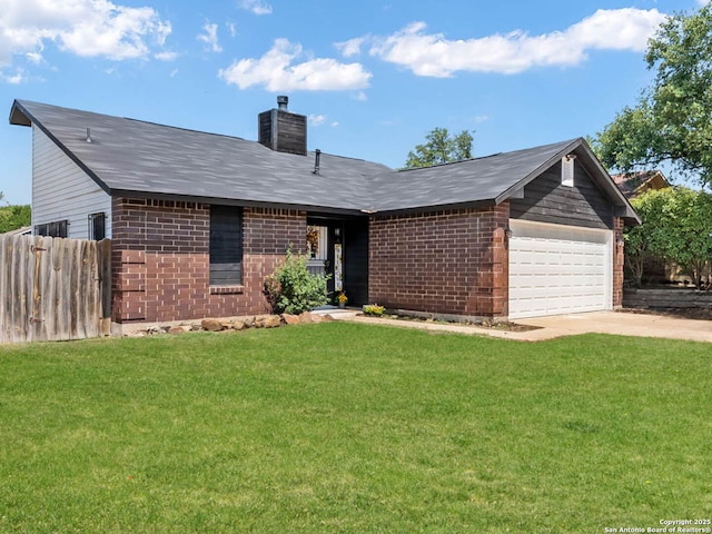 3601 Candleridge, San Antonio, TX 78244 - ranch-style home with brick siding, a garage, a chimney, and driveway
