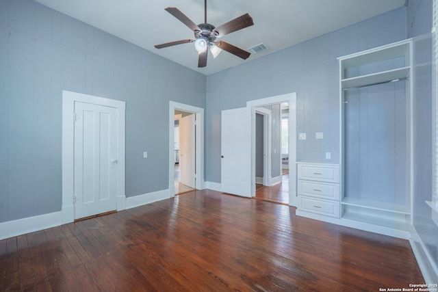 2007 S Presa, San Antonio, TX 78210 - unfurnished bedroom featuring hardwood / wood-style floors and a ceiling fan