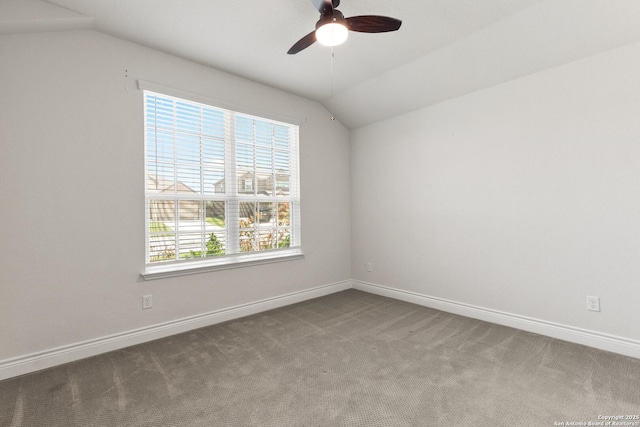 122 Braeburn, Boerne, TX 78015 - carpeted empty room featuring a ceiling fan, lofted ceiling, and baseboards