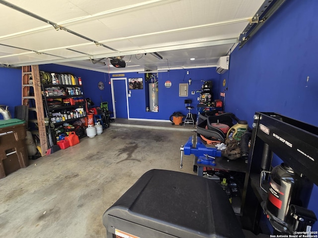 11002 Colt Chase, San Antonio, TX 78254 - garage with an AC wall unit and a workshop area