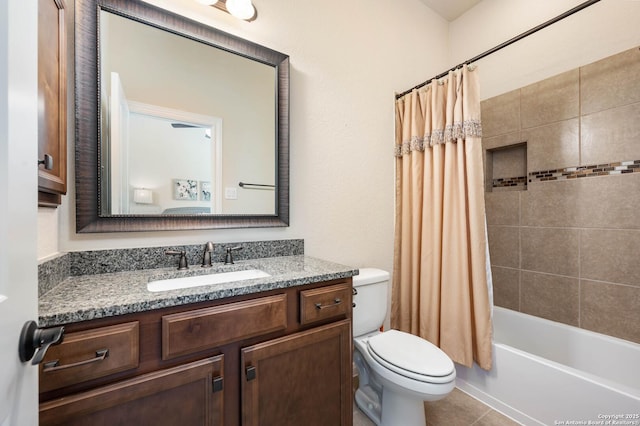 25318 Pleasant Bch, San Antonio, TX 78255 - full bath with toilet, vanity, shower / bath combo, and tile patterned flooring