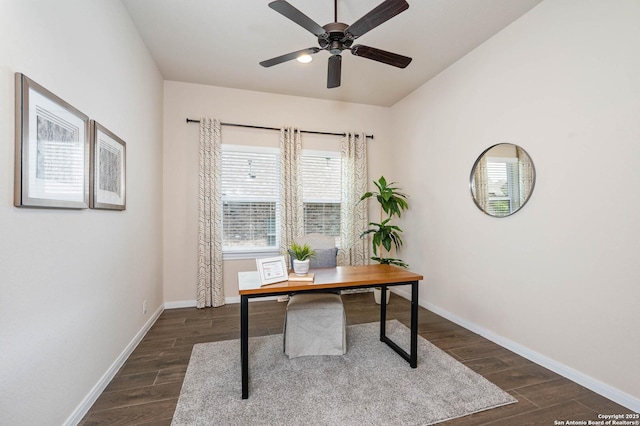 25318 Pleasant Bch, San Antonio, TX 78255 - office with dark wood finished floors, ceiling fan, and baseboards