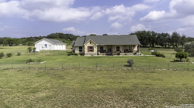 187 Tracks Trl, Center Point, TX 78010 - view of front of house with covered porch and a view of rural / pastoral area