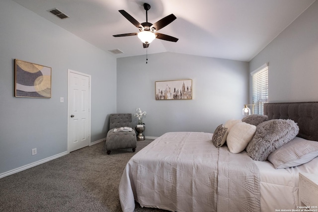 9911 Sable Arrow, San Antonio, TX 78251 - carpeted bedroom featuring baseboards, vaulted ceiling, and ceiling fan