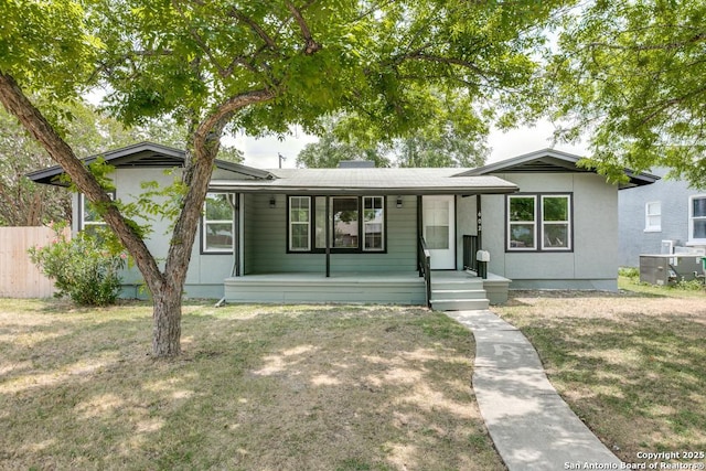 602 John Page, San Antonio, TX 78228 - view of front of home with a porch, central AC, and a front yard