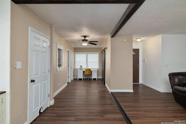 5954 Lost Crk, San Antonio, TX 78247 - entryway featuring dark wood-type flooring, a ceiling fan, and baseboards