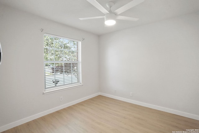 9814 Shawnee, Converse, TX 78109 - empty room featuring light wood-style floors, baseboards, and ceiling fan