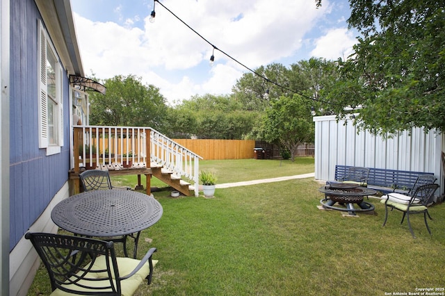 13912 Wild Cat Lair, San Antonio, TX 78253 - view of yard featuring an outdoor fire pit and stairway