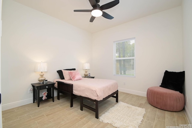 1526 Norfleet, San Antonio, TX 78208 - bedroom featuring light wood finished floors, baseboards, and ceiling fan