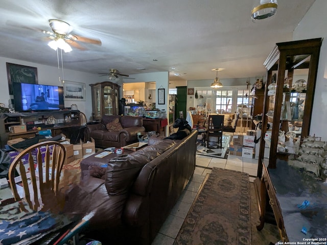 5819 Cayuga, San Antonio, TX 78228 - tiled living area with a ceiling fan