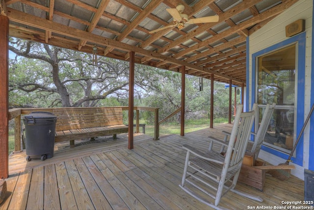 163 Eden Rnch, Canyon Lake, TX 78133 - wooden terrace with ceiling fan