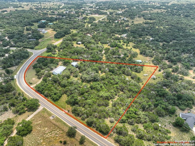 163 Eden Rnch, Canyon Lake, TX 78133 - aerial view of property's location with property parcel outlined