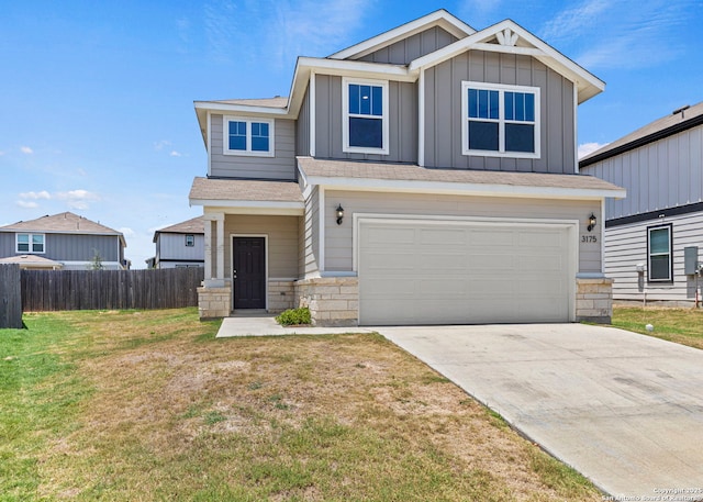 3175 Wild Indigo, New Braunfels, TX 78130 - view of front facade with an attached garage, board and batten siding, and concrete driveway