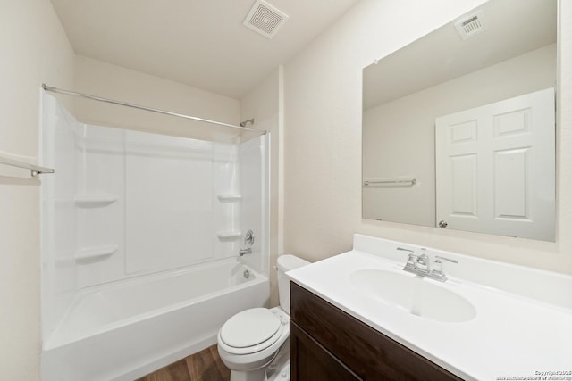 7341 Yucca Pl, San Antonio, TX 78253 - full bath with toilet, vanity, shower / washtub combination, and wood finished floors