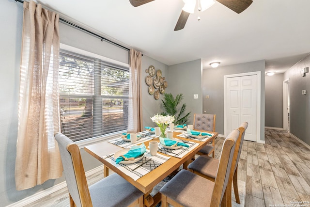 5802 Branch Vly, San Antonio, TX 78242 - dining area with light wood-type flooring, ceiling fan, and baseboards