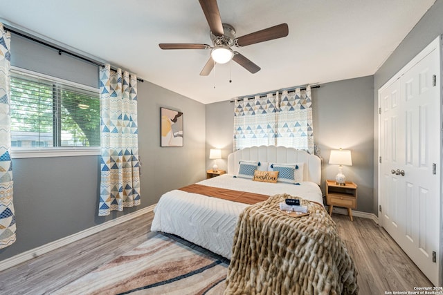 5802 Branch Vly, San Antonio, TX 78242 - bedroom featuring wood finished floors, baseboards, and ceiling fan