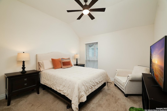 24321 Downhill Lie, San Antonio, TX 78261 - carpeted bedroom with lofted ceiling, a ceiling fan, and baseboards