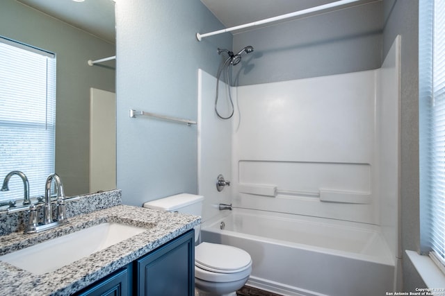 510 Hampton Cv, Boerne, TX 78006 - bathroom featuring toilet,  shower combination, and vanity